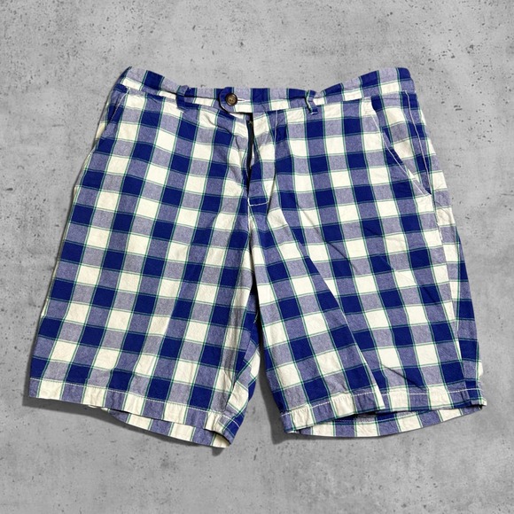 Old Navy Other - Old Navy Blue White Plaid Chino Shorts Mens Size 34 Preppy Summer Casual Retro